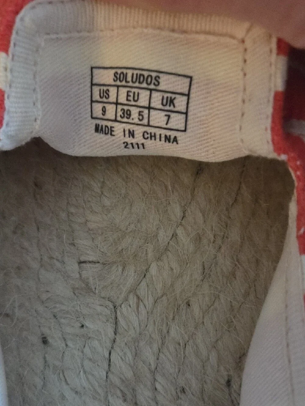 Soludos Coral and Cream Striped Espadrille Slip-Ons 9